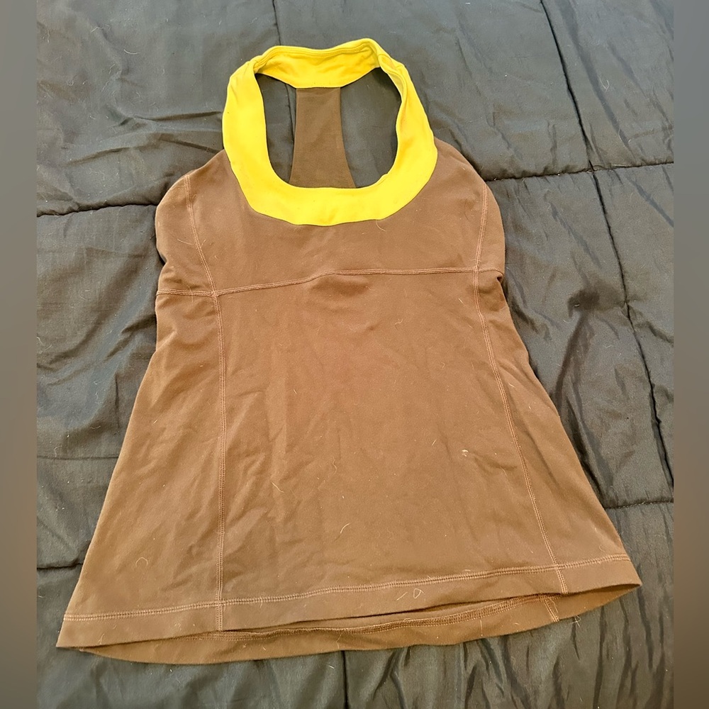 Lululemon size 8 Gray and Yellow Halter Top with built in bra